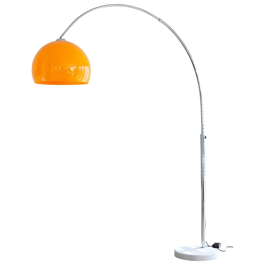 LAMPE SUR PIED ARC MODERNE EN CHROME AVEC ABAT-JOUR EN VERRE