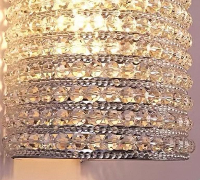 Clear Crystal Column Wall Sconce Silver | Art Deco Hallway Light Staircase 53 or 90cm 2 Bulbs Casalola Lights Luxury