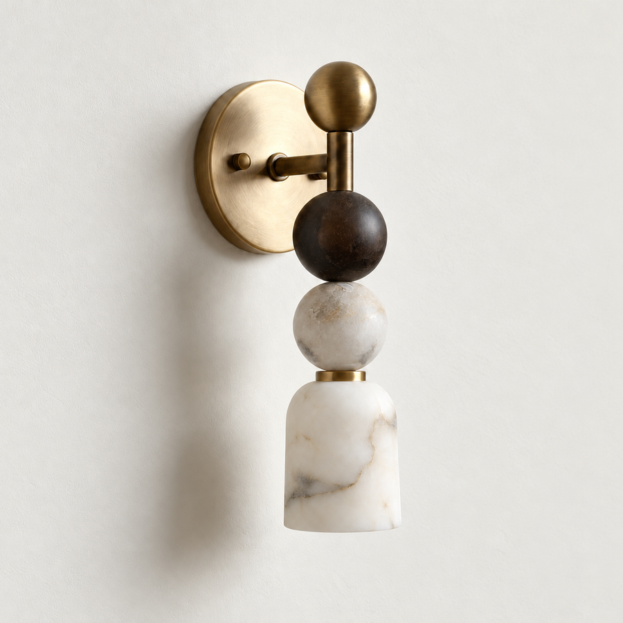 Alabaster & Brass Wall Sconce