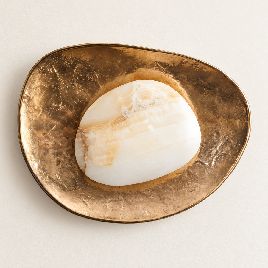 Marble & Brass Wall Sconce