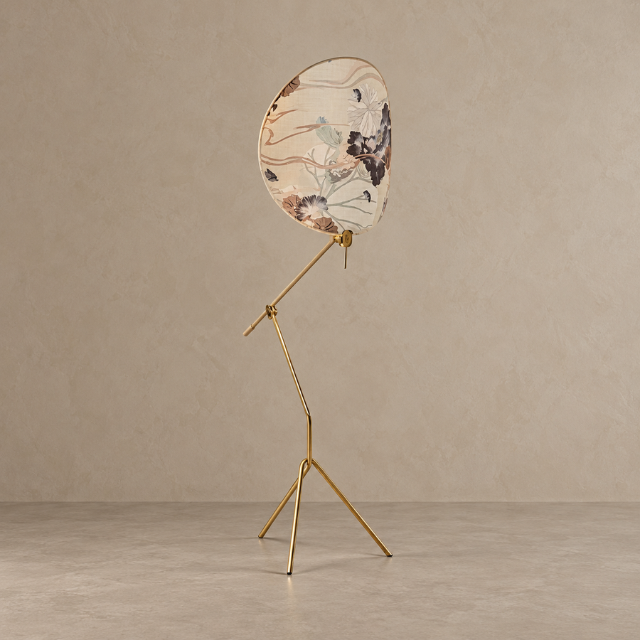 ART DECO WEISSE FLORALE STOFF STEHLEUCHTEN