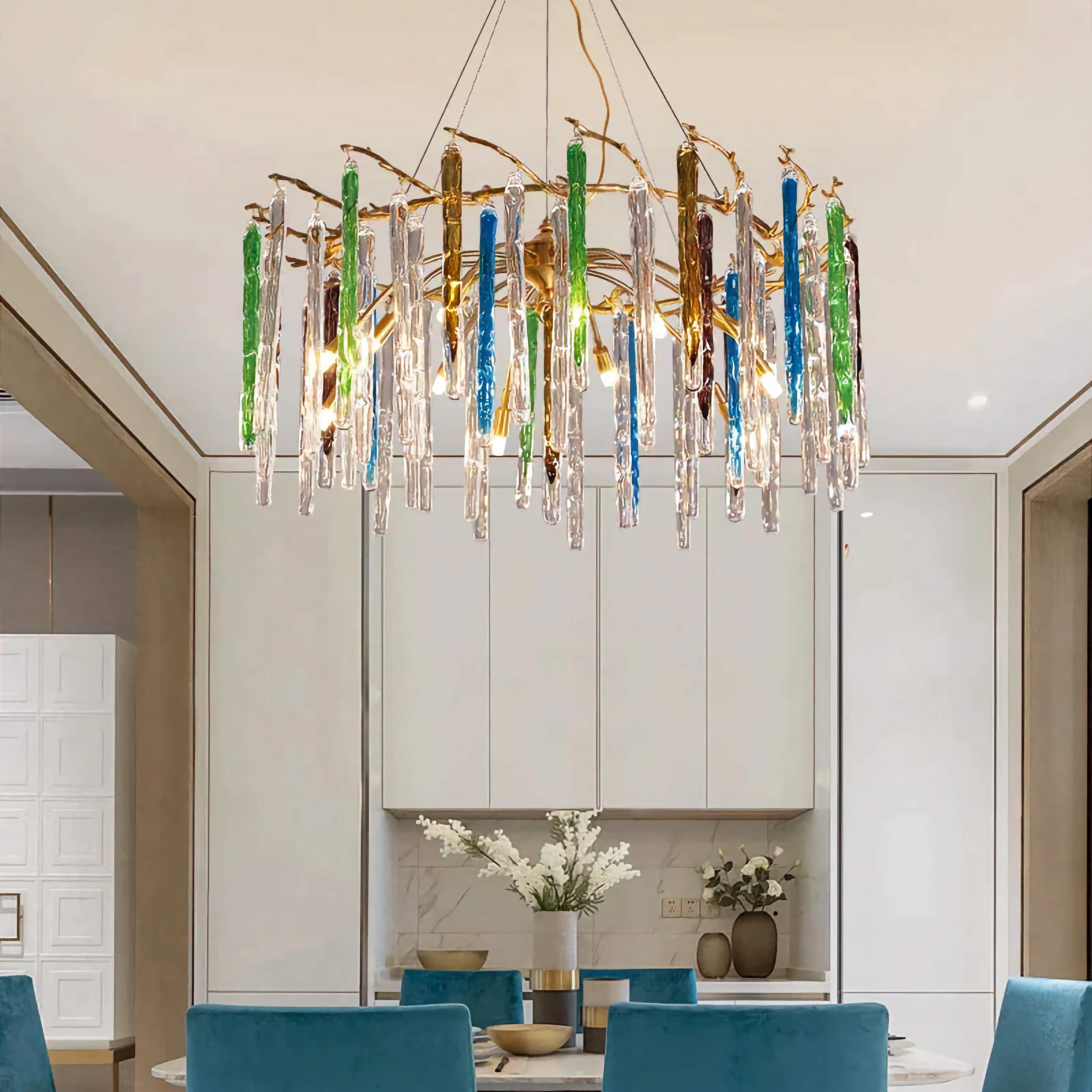 Colorful Luxury Crystal Chandelier for Living Room Stair Dining