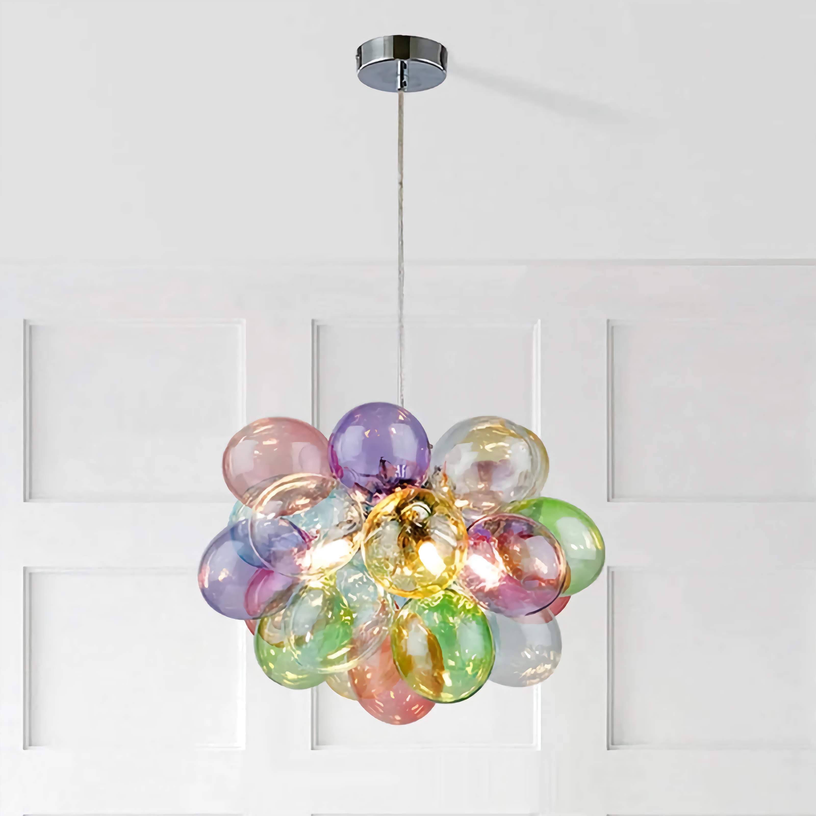 Glass Balloon Pendant Light | Colorful Stained-glass Cluster Chandelier for Stairwell Entry & Dining Casalolalights