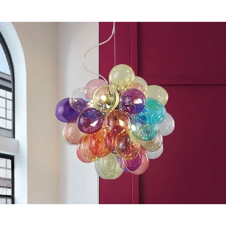 Glass Balloon Pendant Light | Colorful Stained-glass Cluster Chandelier for Stairwell Entry & Dining Casalolalights