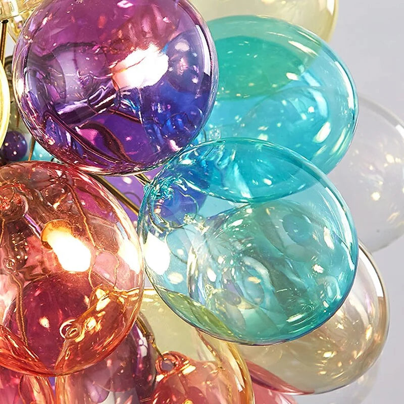 Glass Balloon Pendant Light | Colorful Stained-glass Cluster Chandelier for Stairwell Entry & Dining Casalolalights
