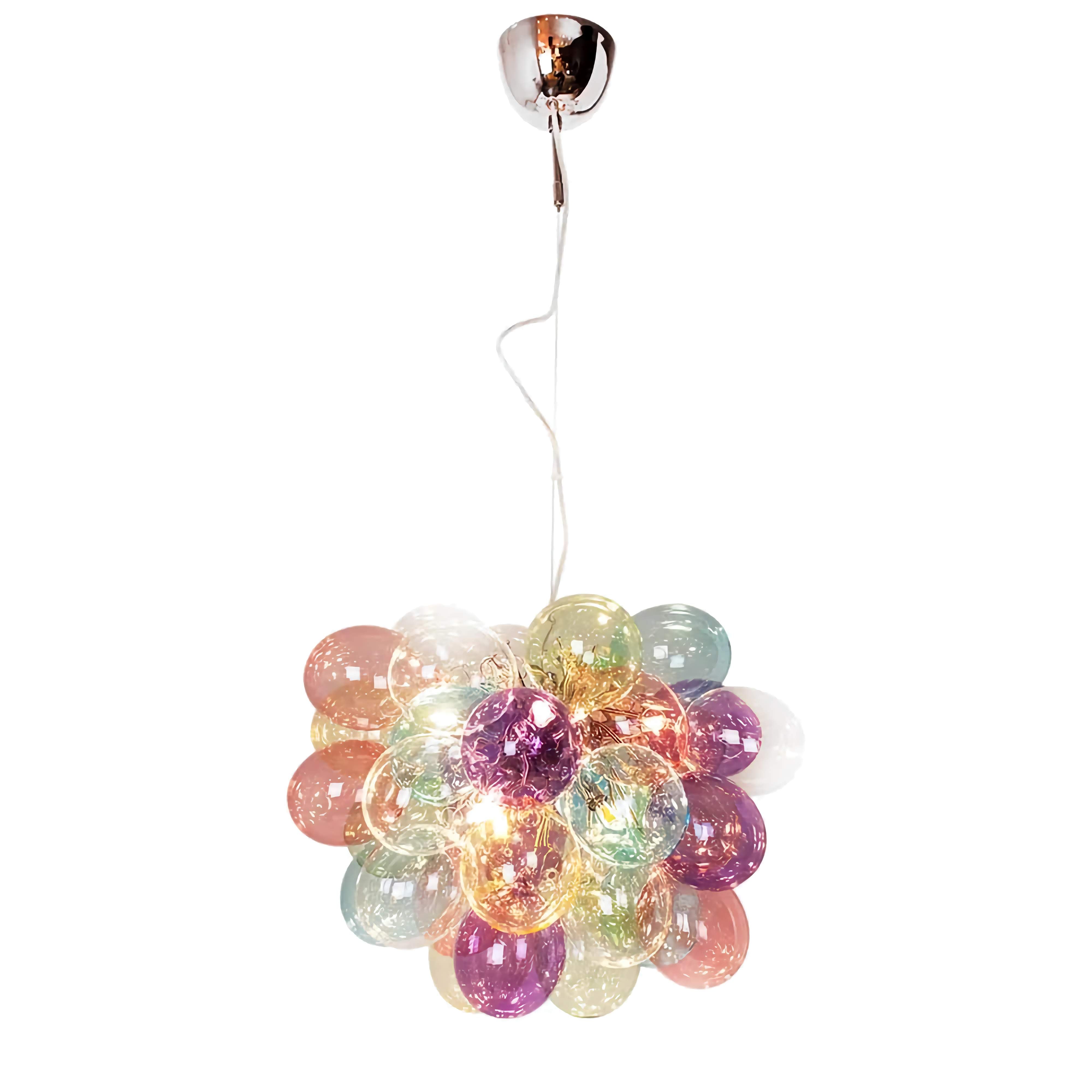Glass Balloon Pendant Light | Colorful Stained-glass Cluster Chandelier for Stairwell Entry & Dining Casalolalights