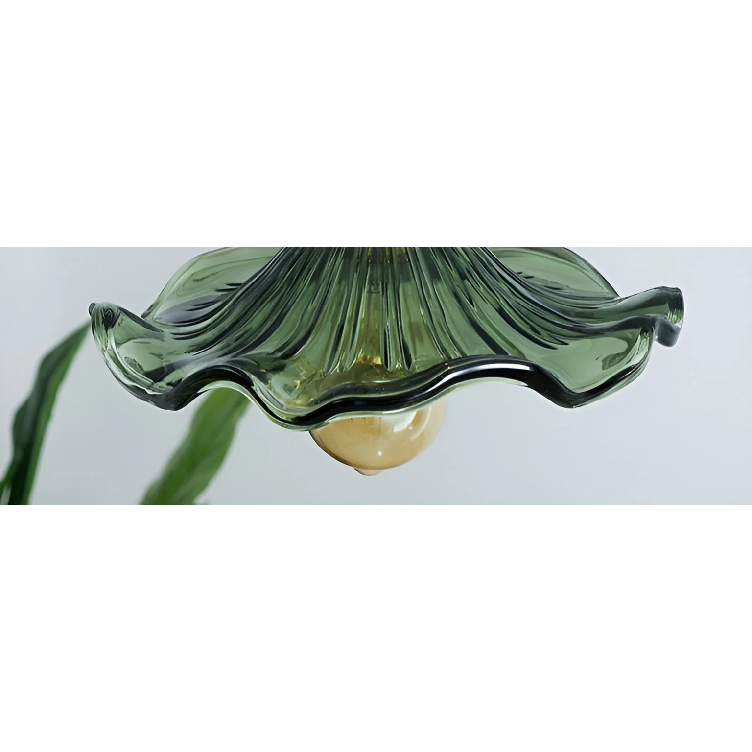 Glass Pendant Lighting | Green Champagne Biophilic Design Cottagecore Lamps | 1-lights