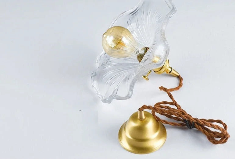 Glass Pendant Lighting | Green Champagne Biophilic Design Cottagecore Lamps | 1-lights