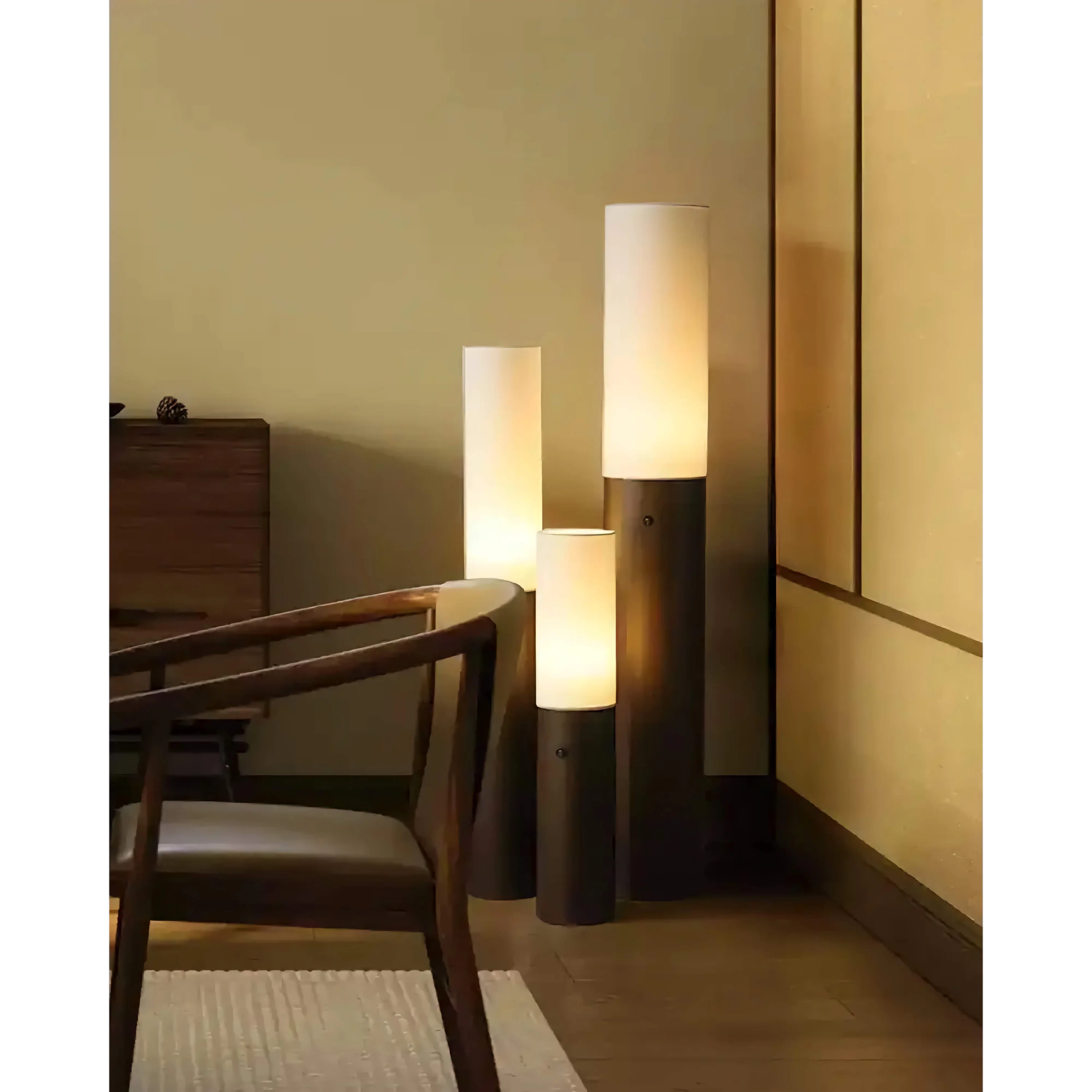 Columnar Wood Floor Lamps | Sculptural Ambient Lighting