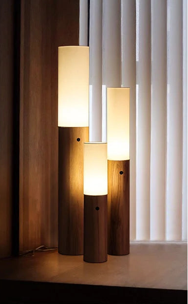 Columnar Wood Floor Lamps | Sculptural Ambient Lighting