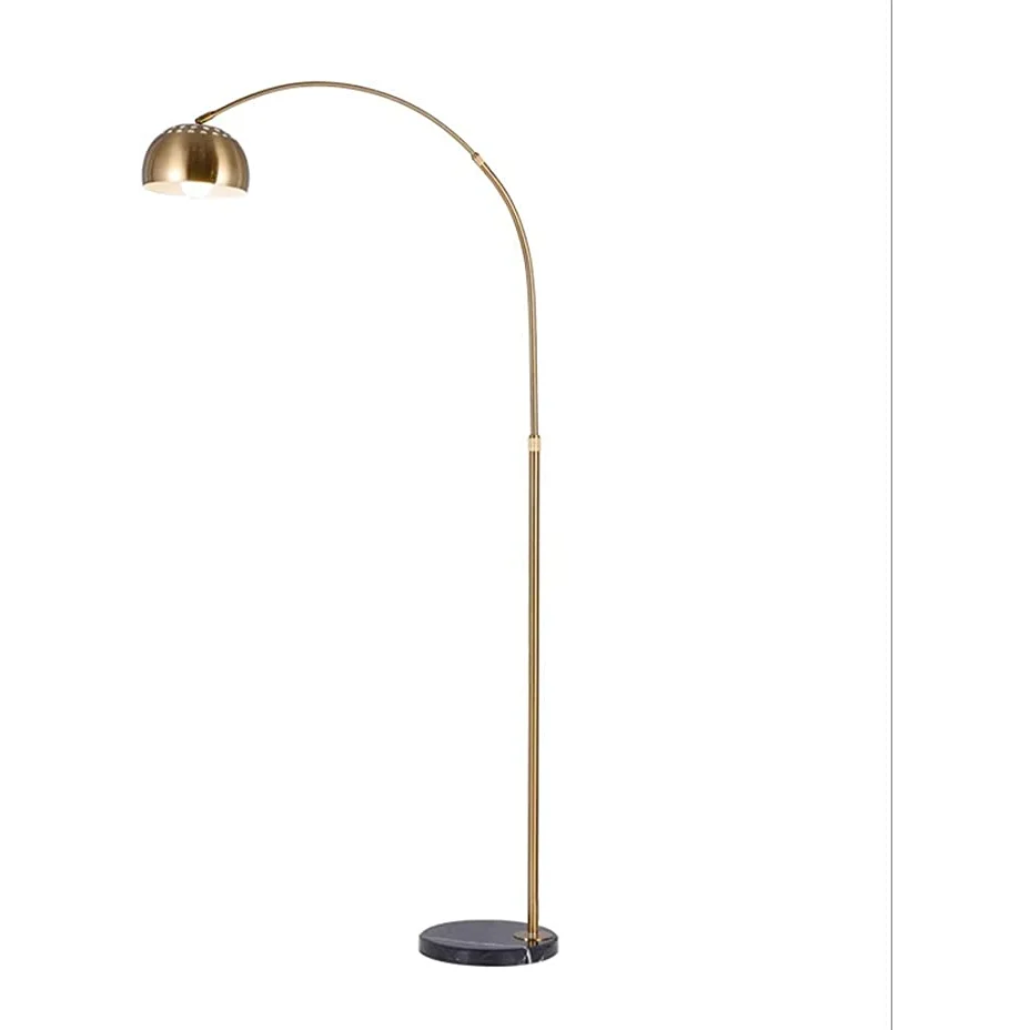 Mid Century Modern Arc Floor Lamp with Marble Base| Black Gold Living Room