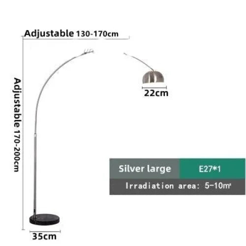 Mid Century Modern Arc Floor Lamp with Marble Base| Black Gold Living Room