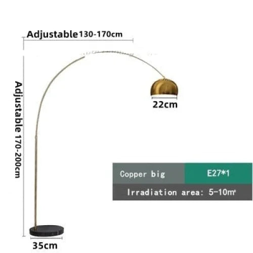 Mid Century Modern Arc Floor Lamp with Marble Base| Black Gold Living Room