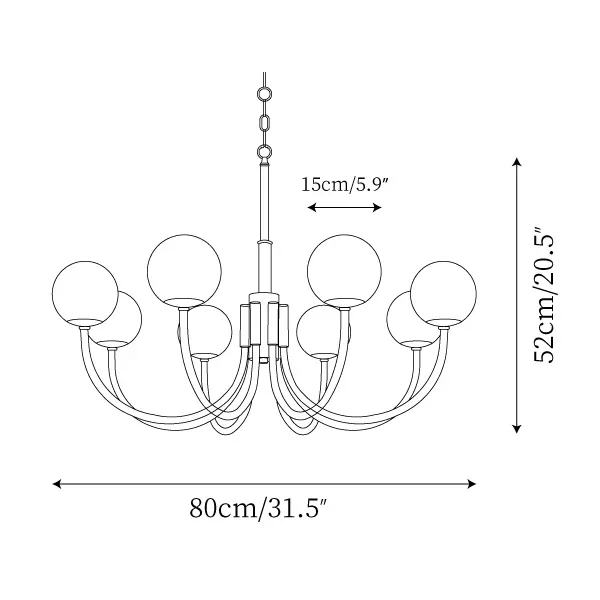 Brushed Brass Chandelier with Alabaster Globes | Modern Dining Room Lighting Fixture
