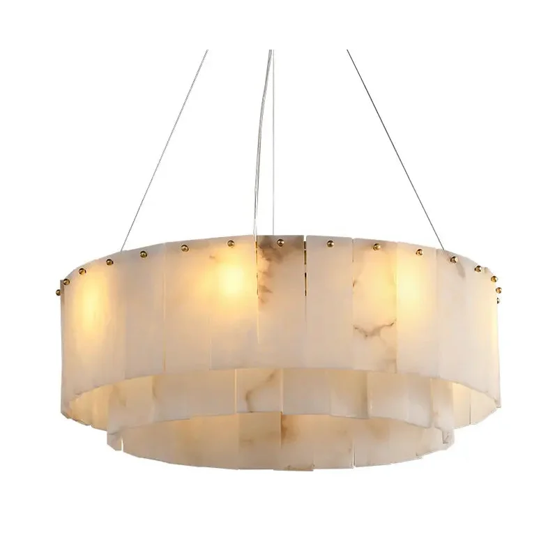 Alabaster Chandelier | Tiered Marble for Kitchen Dining Room Living | Lighting High-end Homes