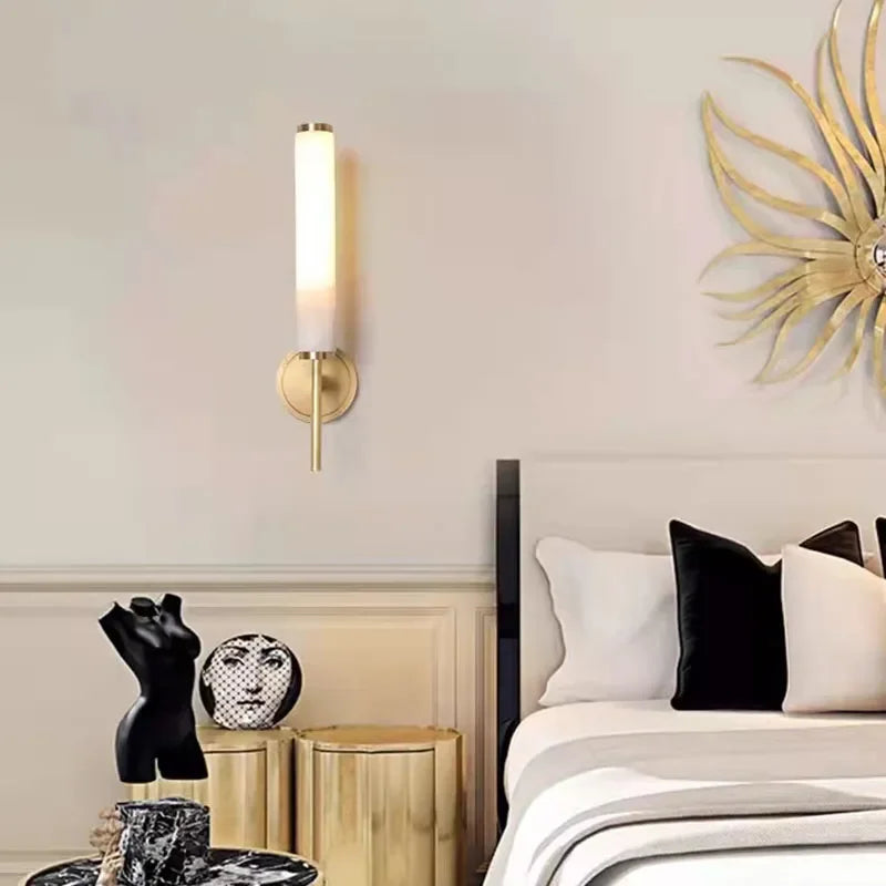 Alabaster Wall Sconce | Carved Stone & Copper Light Art Deco Modern Bedroom Foyer Dining Casalolalights Luxury Lamps