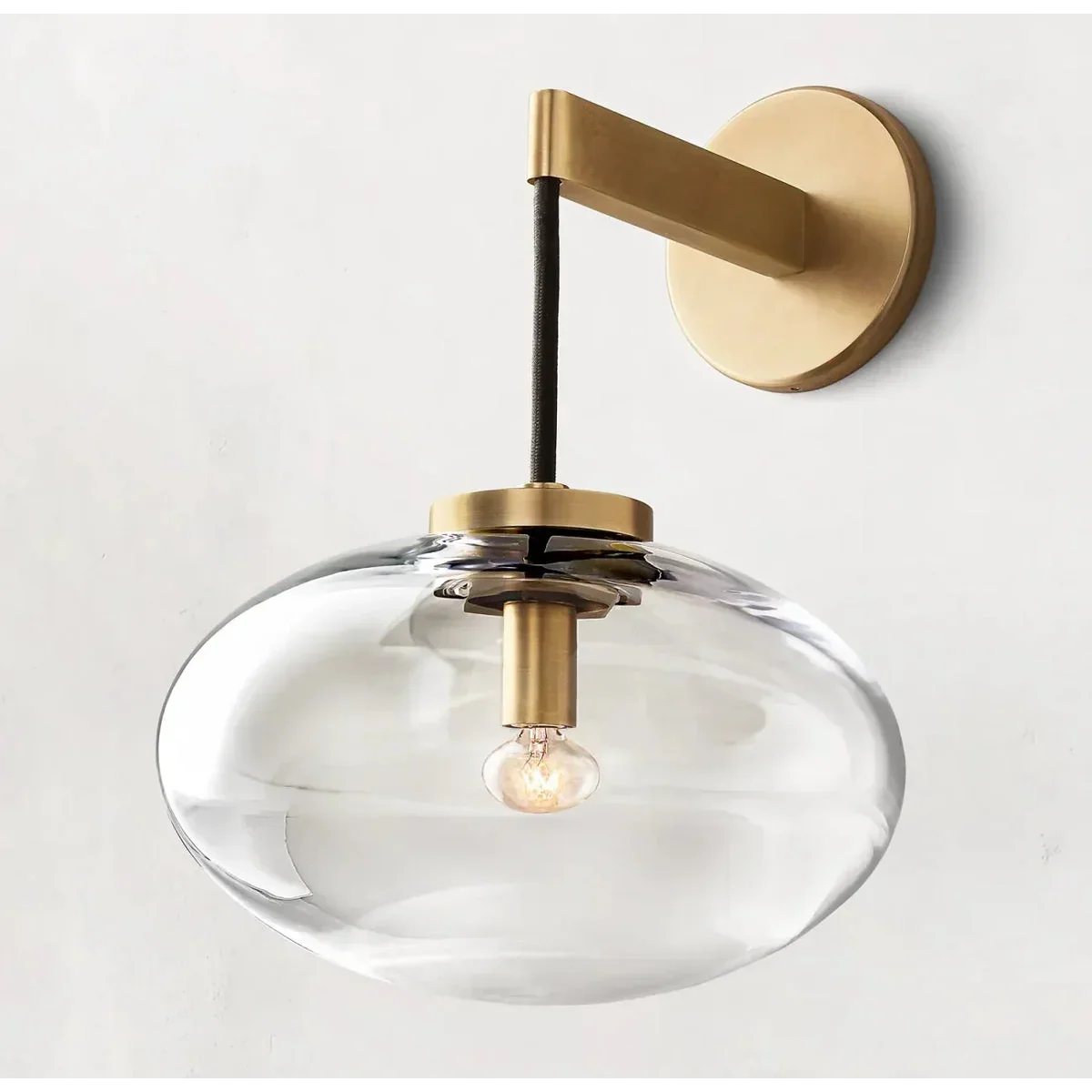 Copper Wall Sconce | Amber Glass Shade Contemporary Mid-century Living Room & Bedroom Casalolalights Luxury Lamps