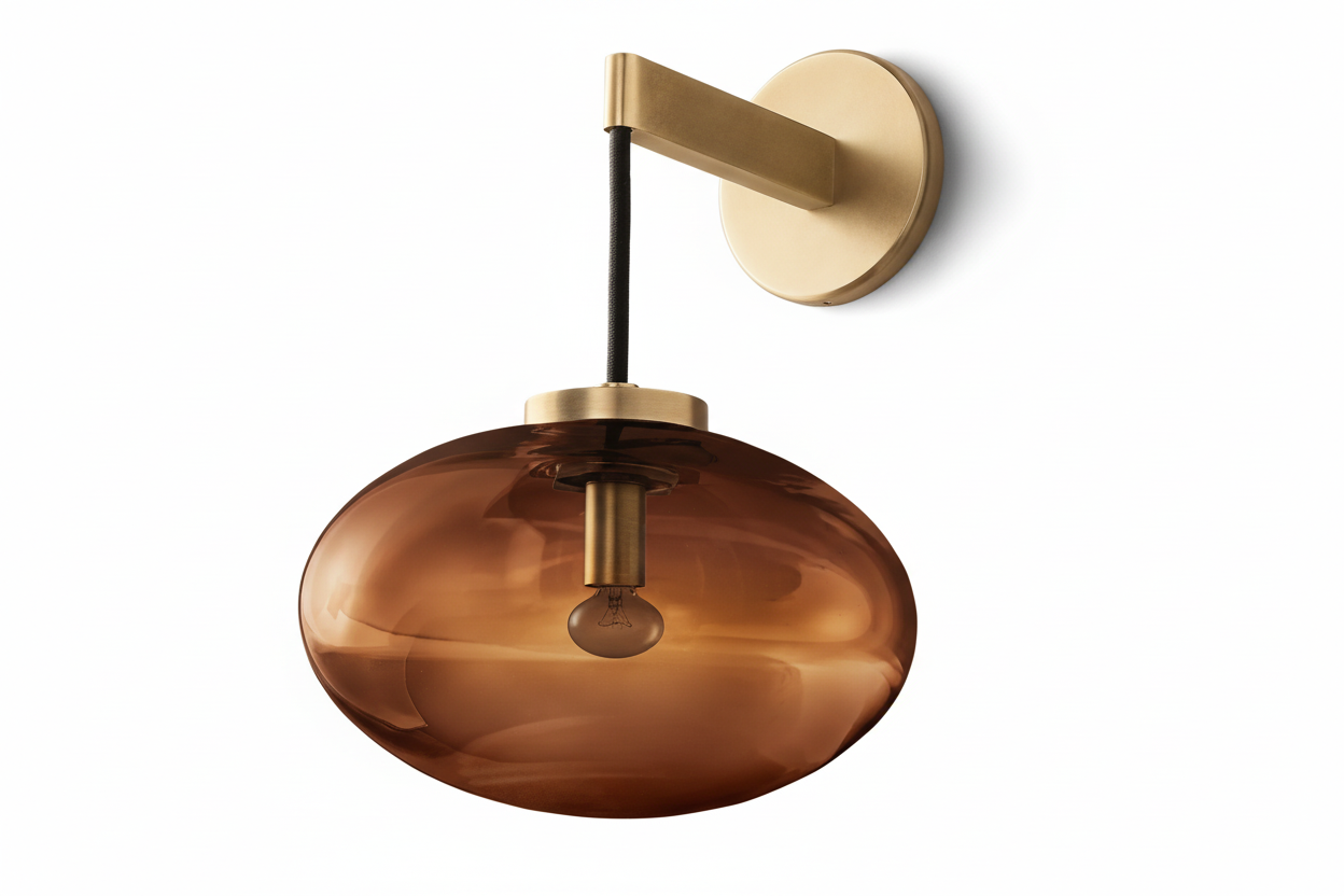 BRASS AMBER GLASS WALL SCONCE | DESIGN CLFFD3