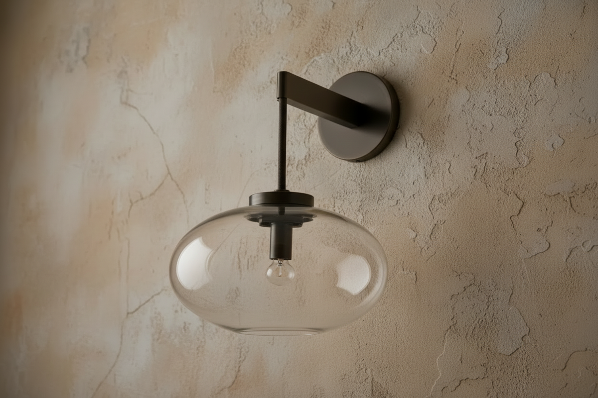 Copper Wall Sconce | Black Glass Shade Contemporary Mid-century Living Room & Bedroom Casalolalights Luxury Lamps