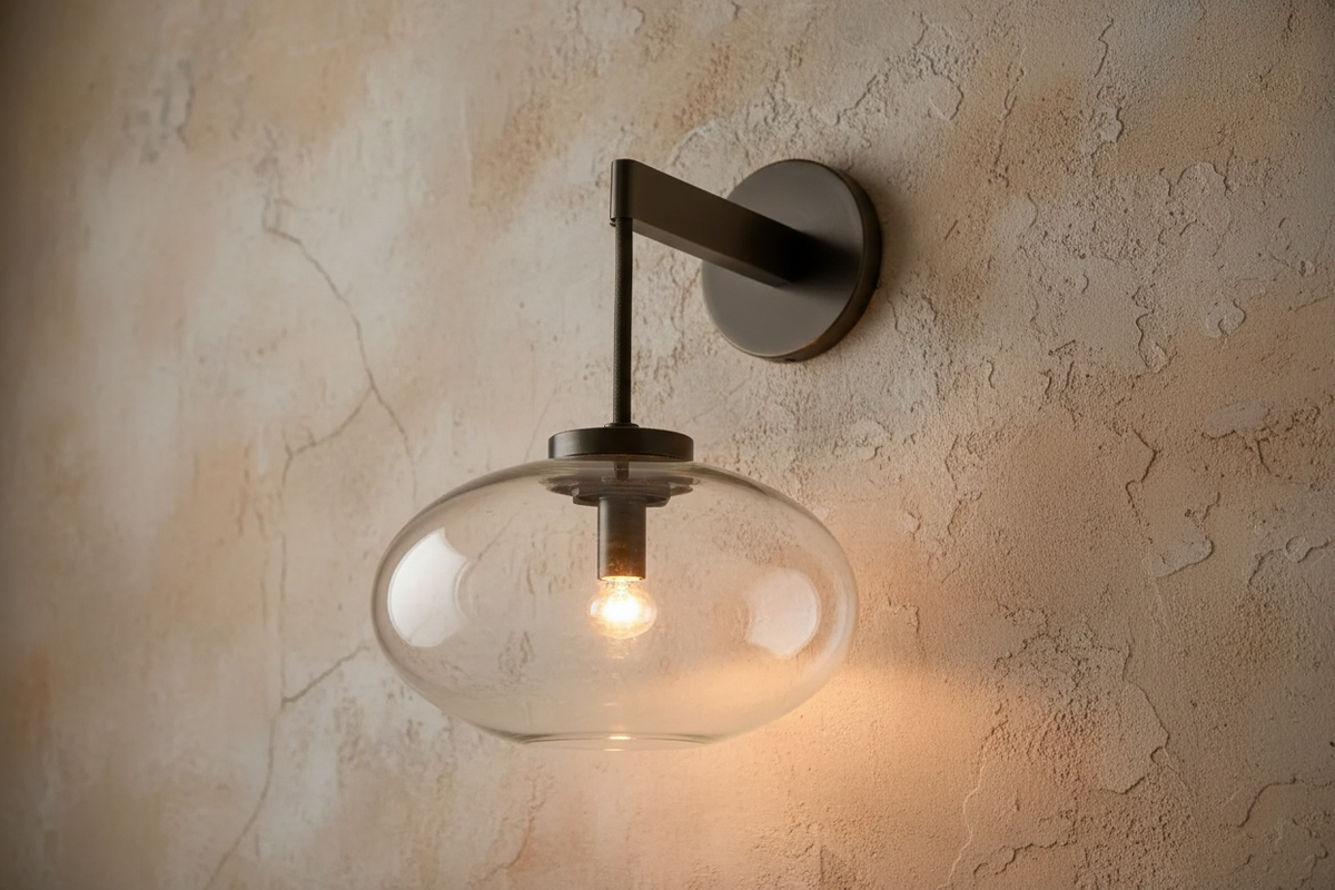 Copper Wall Sconce | Black Glass Shade Contemporary Mid-century Living Room & Bedroom Casalolalights Luxury Lamps