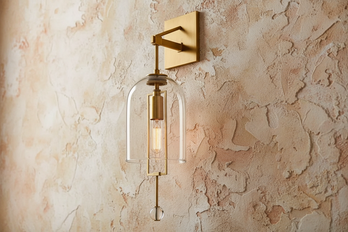Copper & Glass Bell Wall Sconce | Vertical Hand-blown Modern Art Deco Hallway Bedroom Casalolalights Luxury Lamps