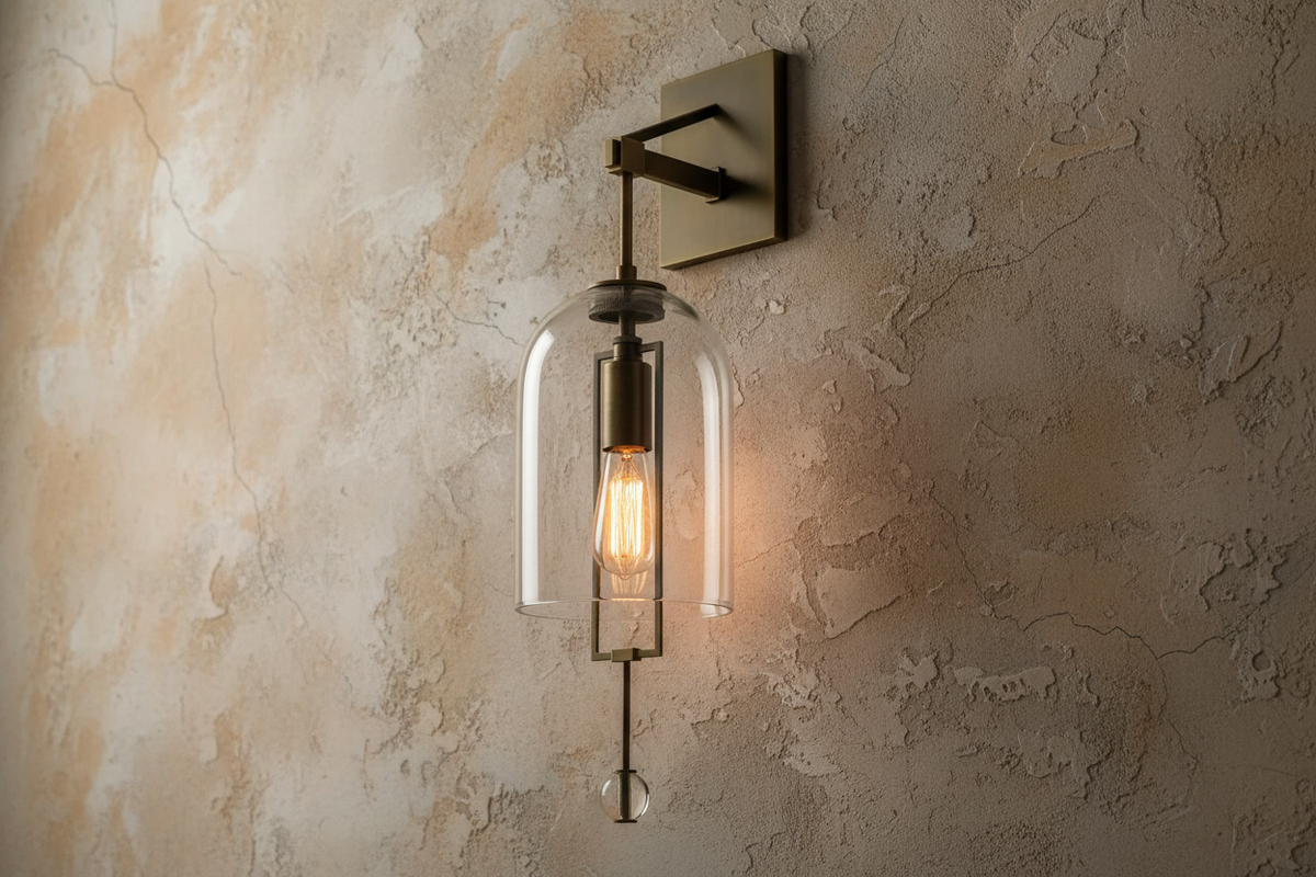 Copper & Glass Bell Wall Sconce | Vertical Hand-blown Modern Art Deco Hallway Bedroom Casalolalights Luxury Lamps