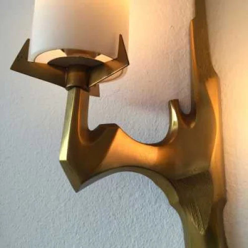 Copper & Frosted Glass Wall Sconce | Sculptural Twin-cylinder 53cm Mid-century Modern Hallway Casalolalights Luxury