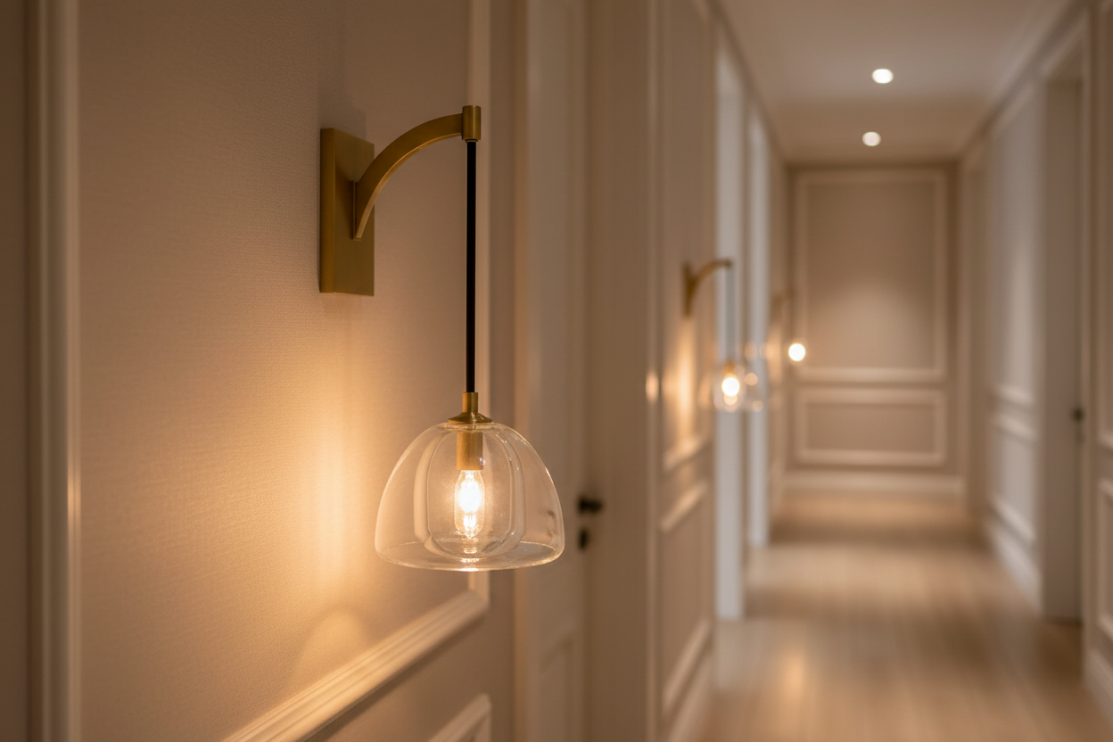 BRASS WALL SCONCE WITH GLASS SHADE | CLH8500