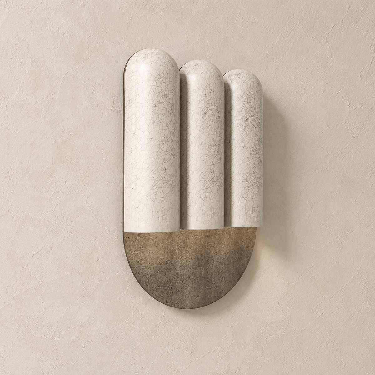 Side view of the triple crackle ceramic wall sconce, showing its wall mounting and projection.