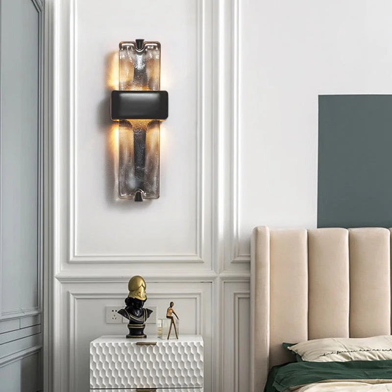 Black Glass and Copper Vertical Wall Light for Hallway & Living Room – Modern Sconce Casalolalights Luxury Lamps