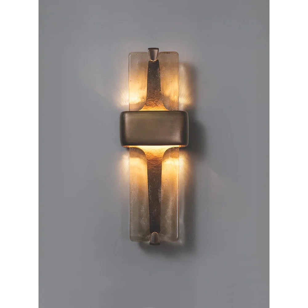 Glass and Copper Vertical Wall Light for Hallway & Living Room – Modern Sconce Casalolalights Luxury Lamps Interior