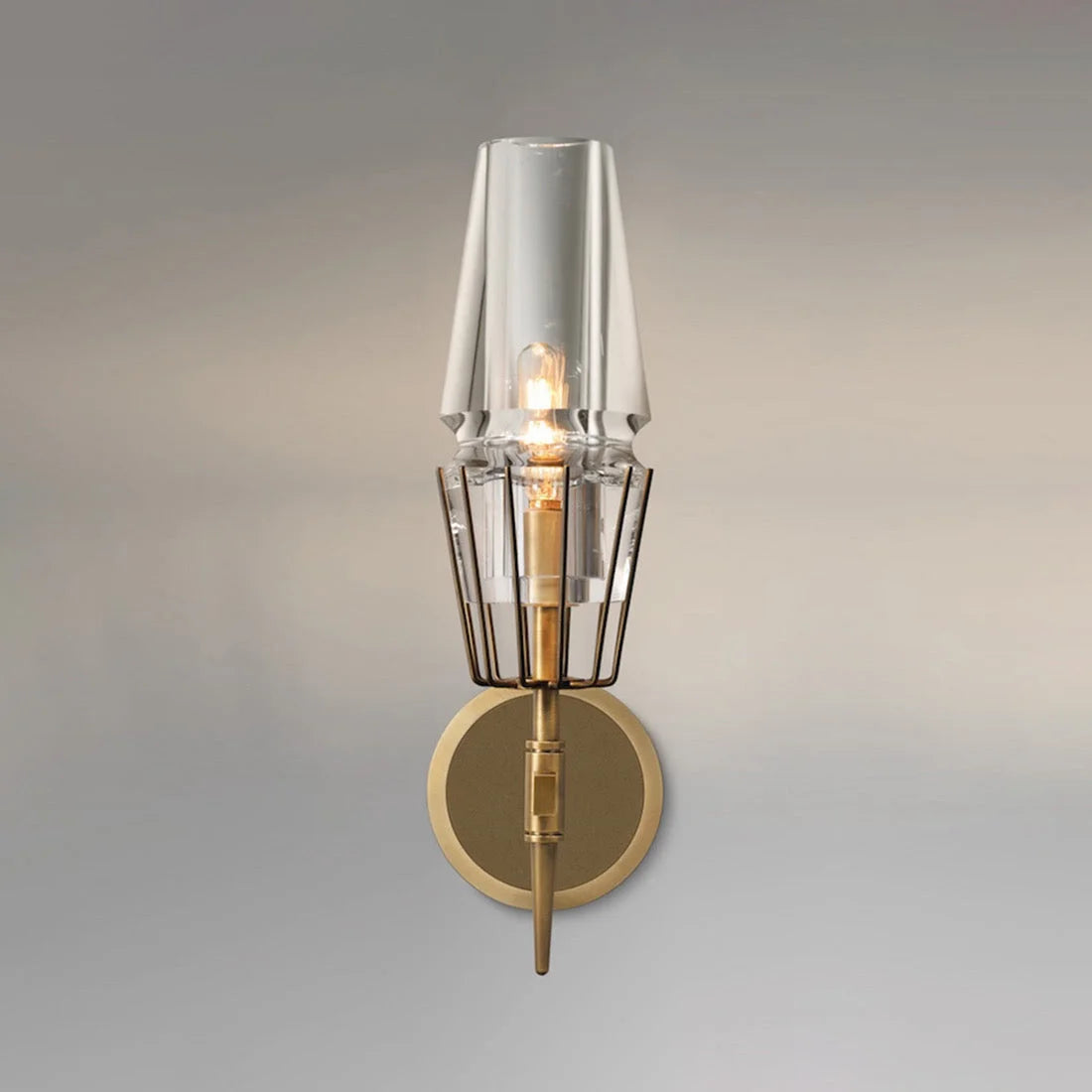 Art Deco Crystal & Copper Wall Sconce – Luxury Candle Style Light for Hallway Bedroom