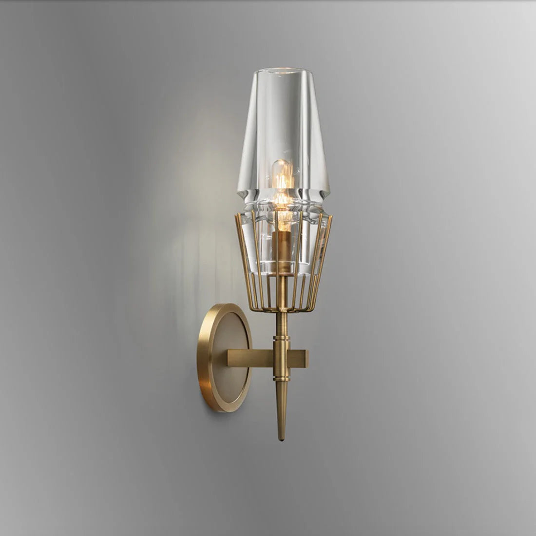 Art Deco Crystal & Copper Wall Sconce – Luxury Candle Style Light for Hallway Bedroom