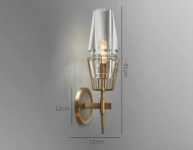 Art Deco Crystal & Copper Wall Sconce – Luxury Candle Style Light for Hallway Bedroom