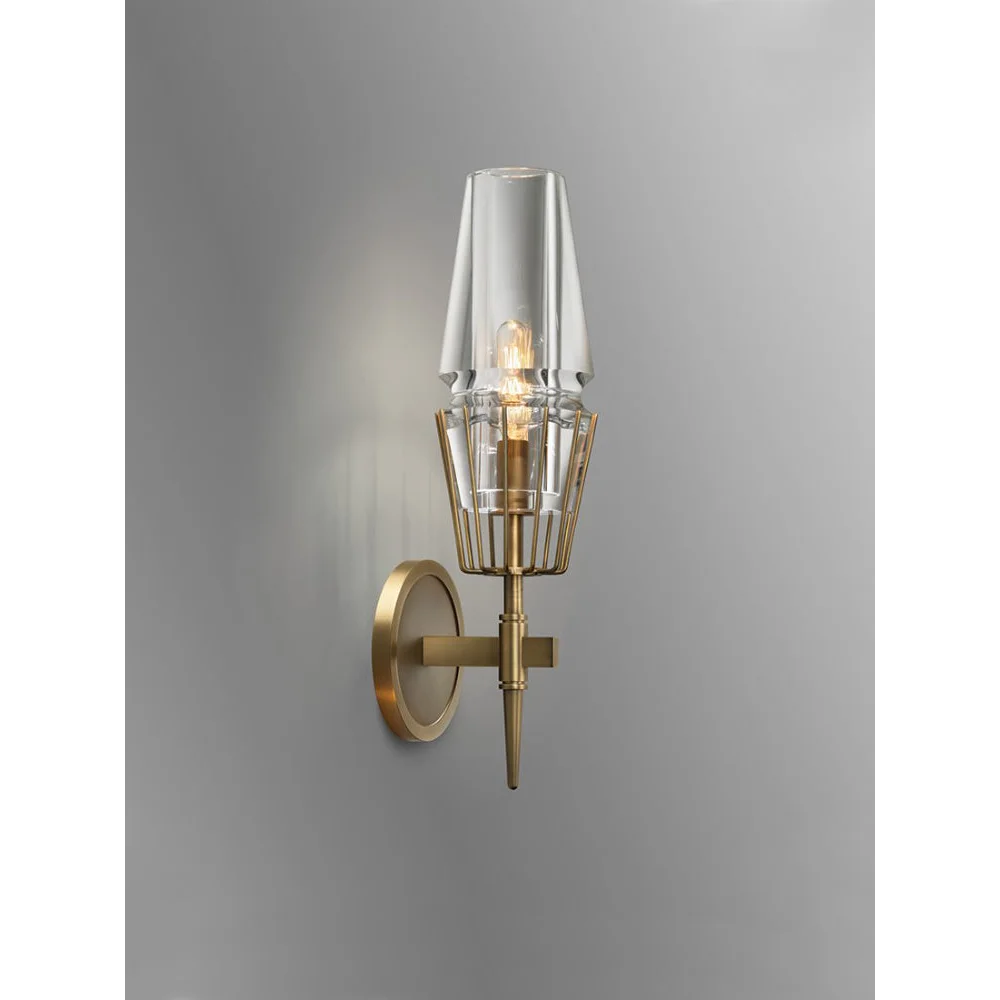 Art Deco Crystal & Copper Wall Sconce – Luxury Candle Style Light for Hallway Bedroom