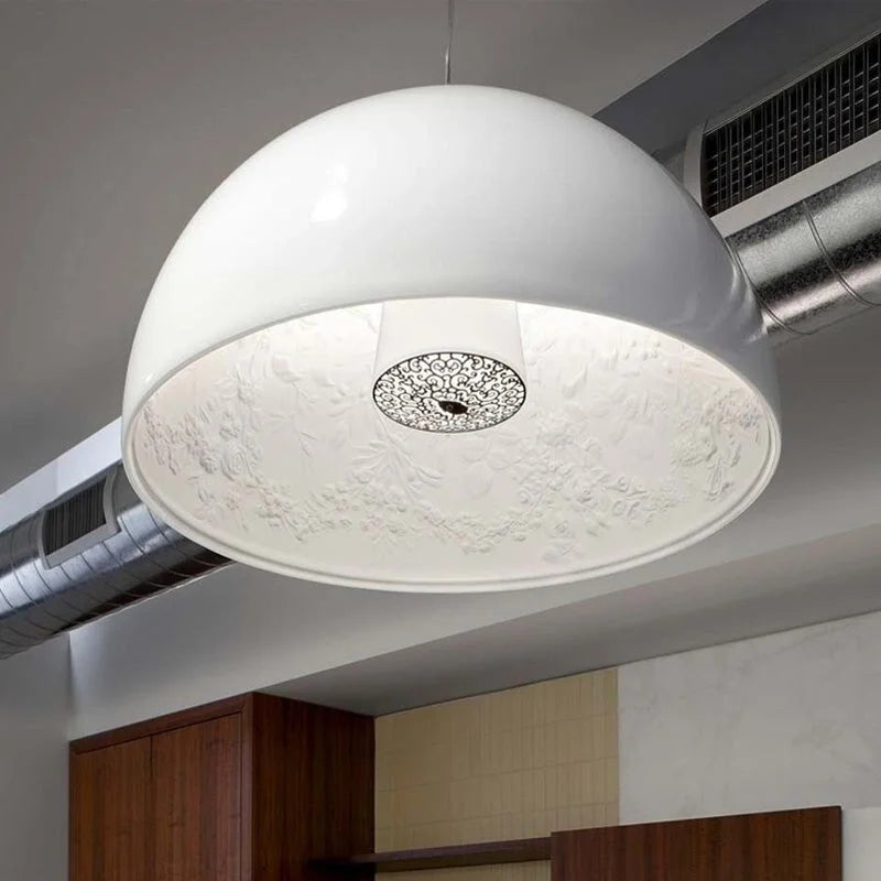 Dome Pendant Light 40-60cm | Black Crystal-flower Relief Ceiling Dining Room & Kitchen Island Casalolalights Luxury