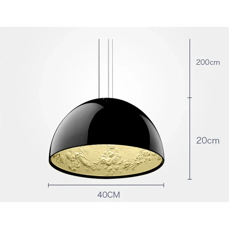 Dome Pendant Light 40-60cm | Black Crystal-flower Relief Ceiling Dining Room & Kitchen Island Casalolalights Luxury