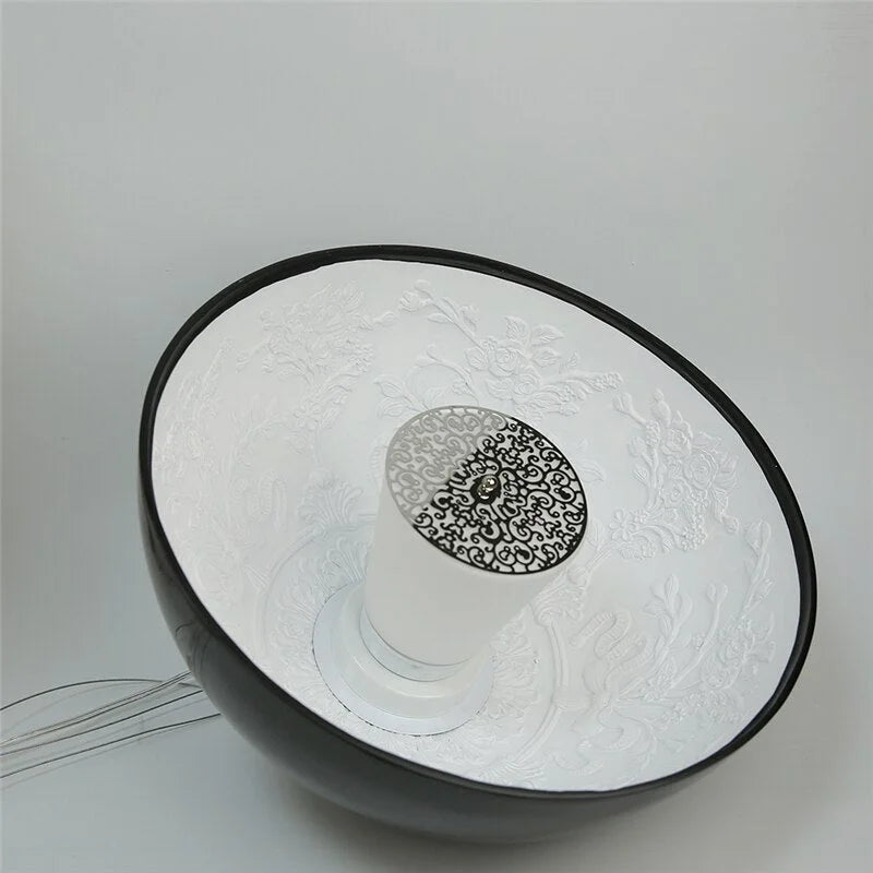 Dome Pendant Light 40-60cm | Black Crystal-flower Relief Ceiling Dining Room & Kitchen Island Casalolalights Luxury