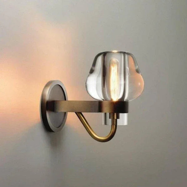 Hand-formed Crystal Glass Wall Sconce Brass | Small Bedside Pair Vanity Hallway Light G9 2700k Casalola Lights Luxury