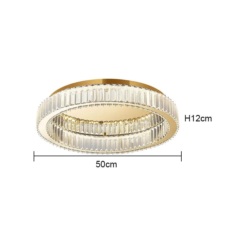 Crystal Ring Flush Mount 40-60cm | Gold or Chrome Low-profile Ceiling Light Bedroom & Living Room Casalolalights Luxury