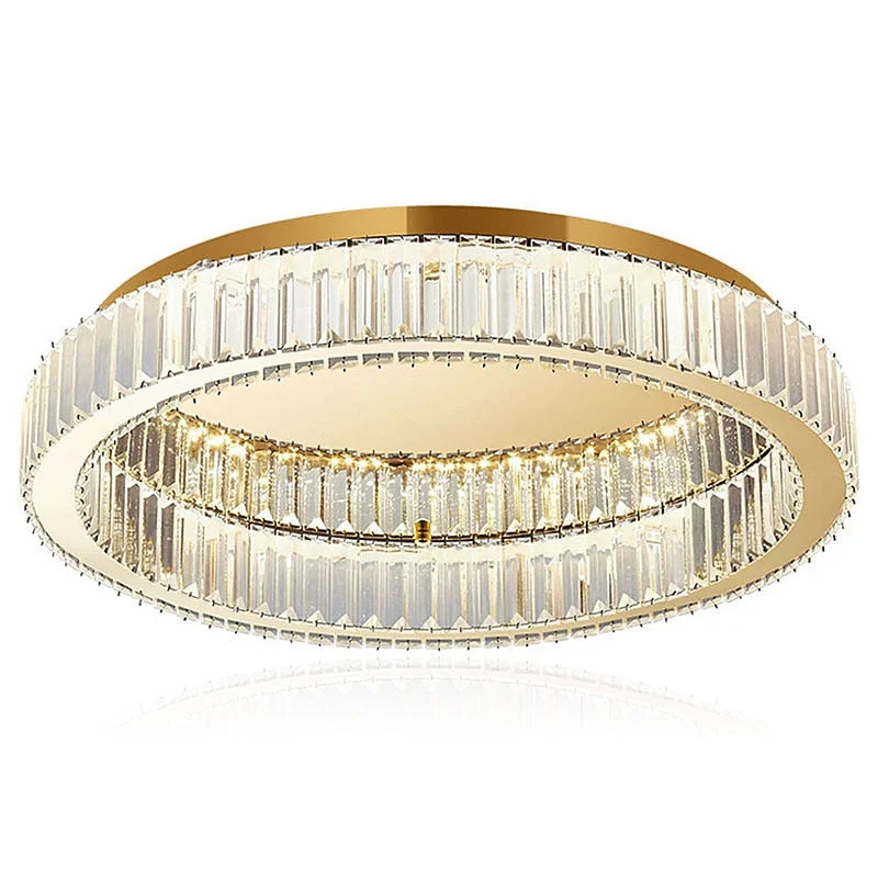 Crystal Ring Flush Mount 40-60cm | Gold or Chrome Low-profile Ceiling Light Bedroom & Living Room Casalolalights Luxury