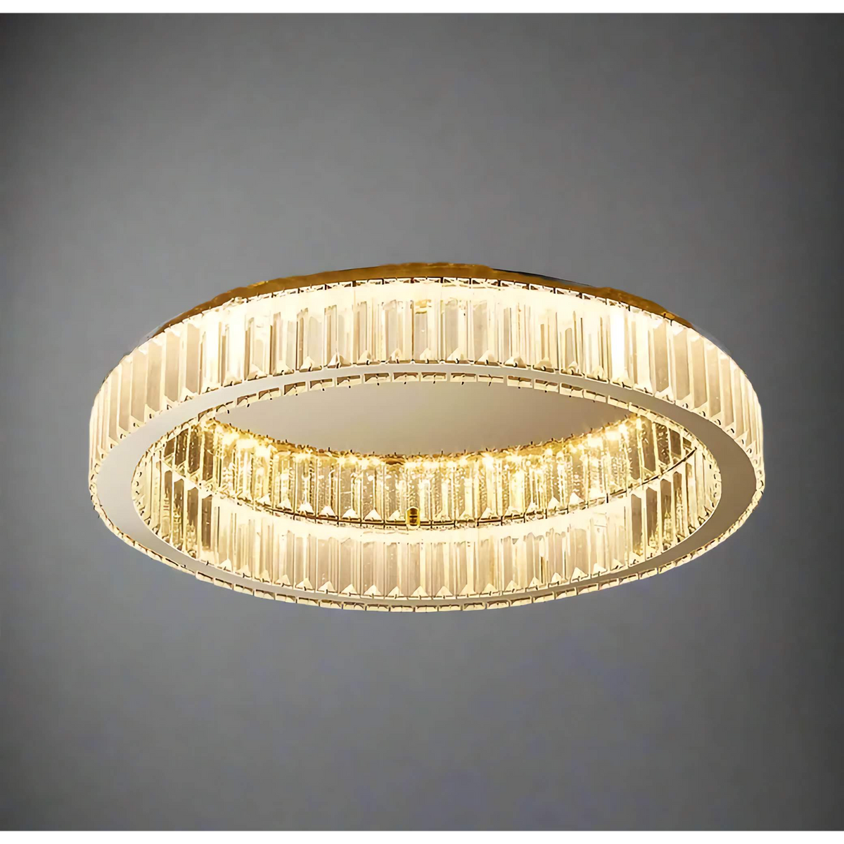 Crystal Flush Mount Ceiling Light for Bedroom or Living Room | Rings 16 to 24 Inch Built-in Led Casalola Lights Luxury
