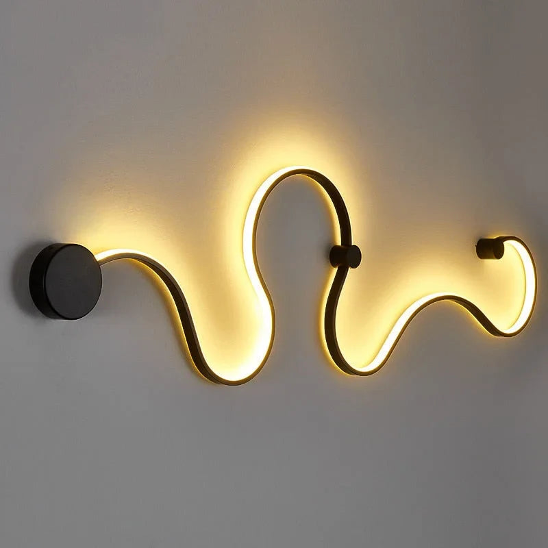 Curved Led Wall Lamp | Modern Linear Corridor Sconce Bronze or Chrome Hallway Stairway & Living Room Casalolalights