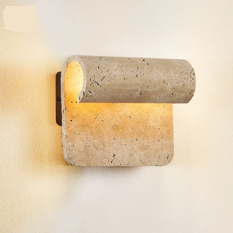 Travertine Wall Sconce – Curved Natural Stone 2×g9 Up & Down Light for Hallway Bedroom or Living Room