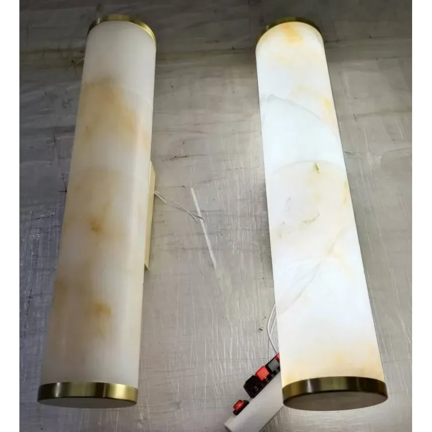 Cylindrical Natural Marble Led Wall Lights for Living Room Bedroom Bathroom Casalolalights Luxury Lamps for Interior