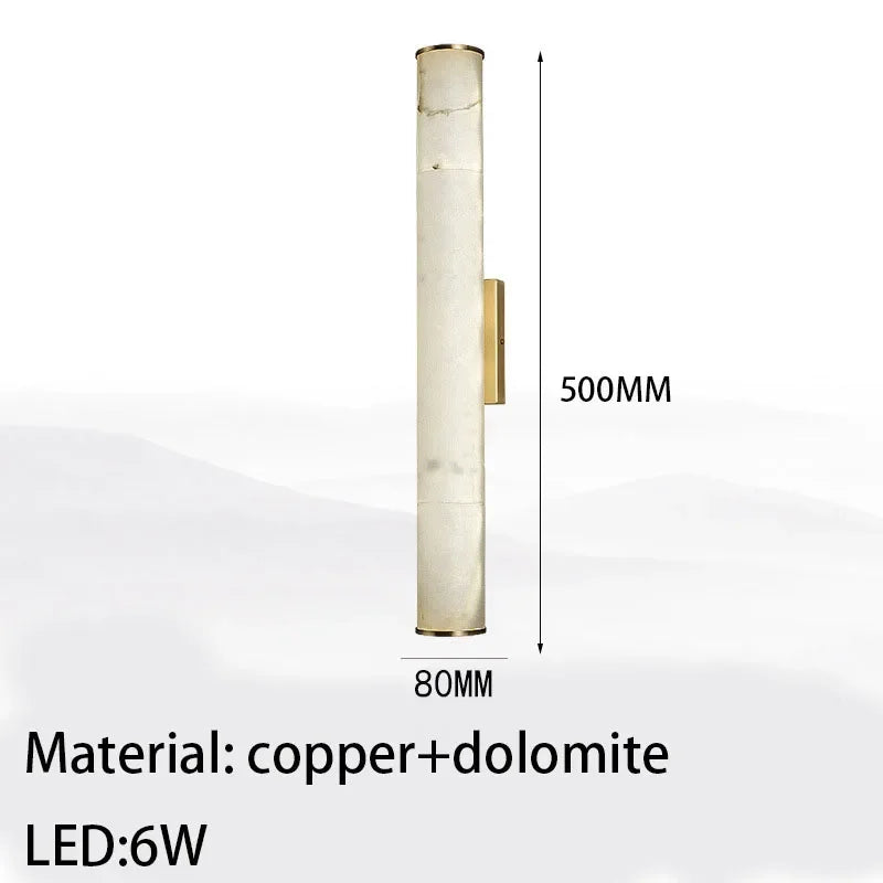 Cylindrical Natural Marble Led Wall Lights for Living Room Bedroom Bathroom