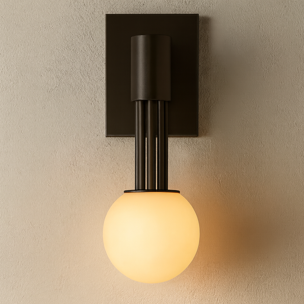 Alabaster Globe Wall Sconce – 3000k Dark Bronze Stainless Steel Light for Bedroom Hallway or Vanit