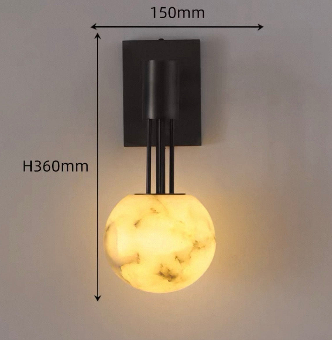 Alabaster Globe Wall Sconce – 3000k Dark Bronze Stainless Steel Light for Bedroom Hallway or Vanit