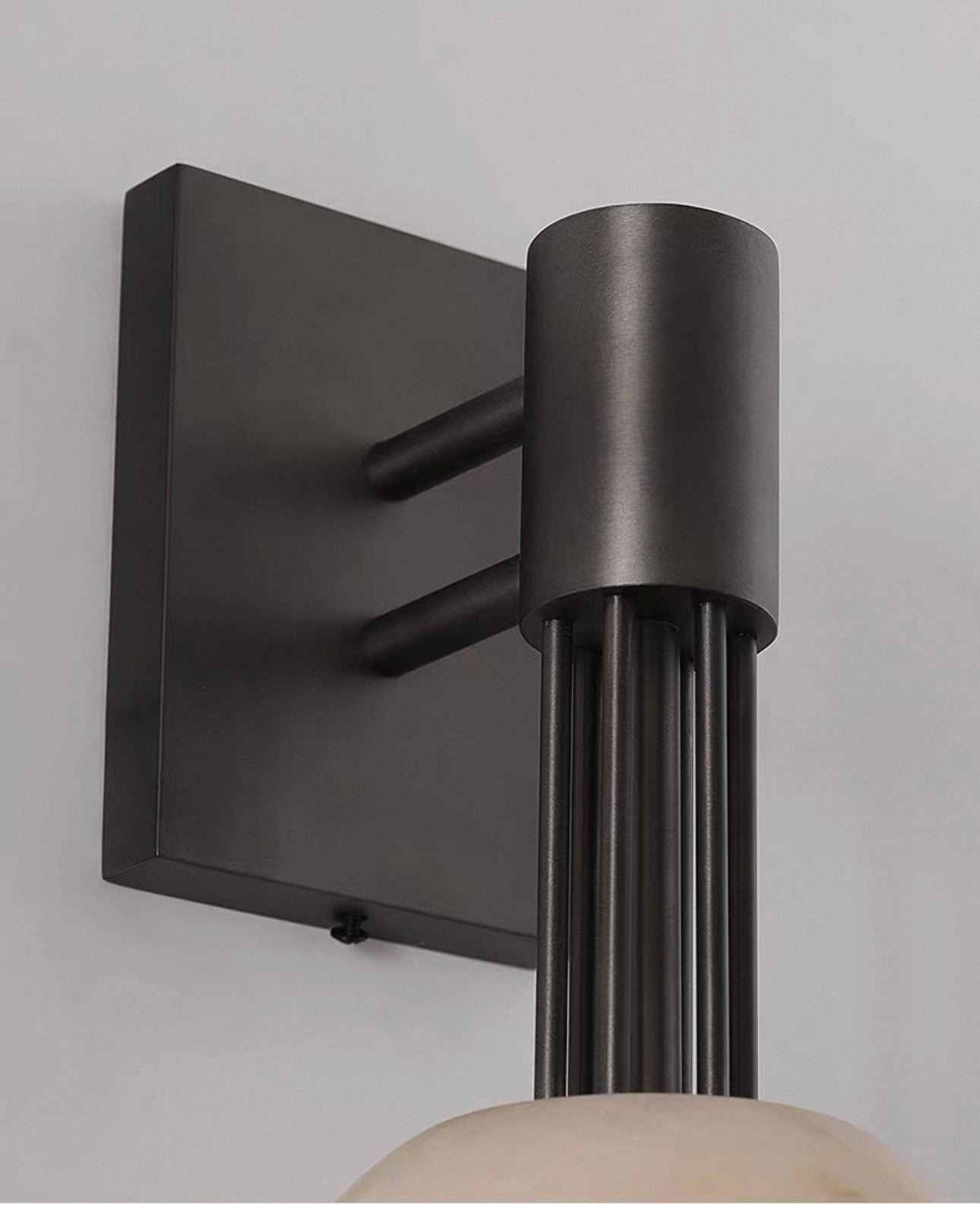 Alabaster Globe Wall Sconce – 3000k Dark Bronze Stainless Steel Light for Bedroom Hallway or Vanit