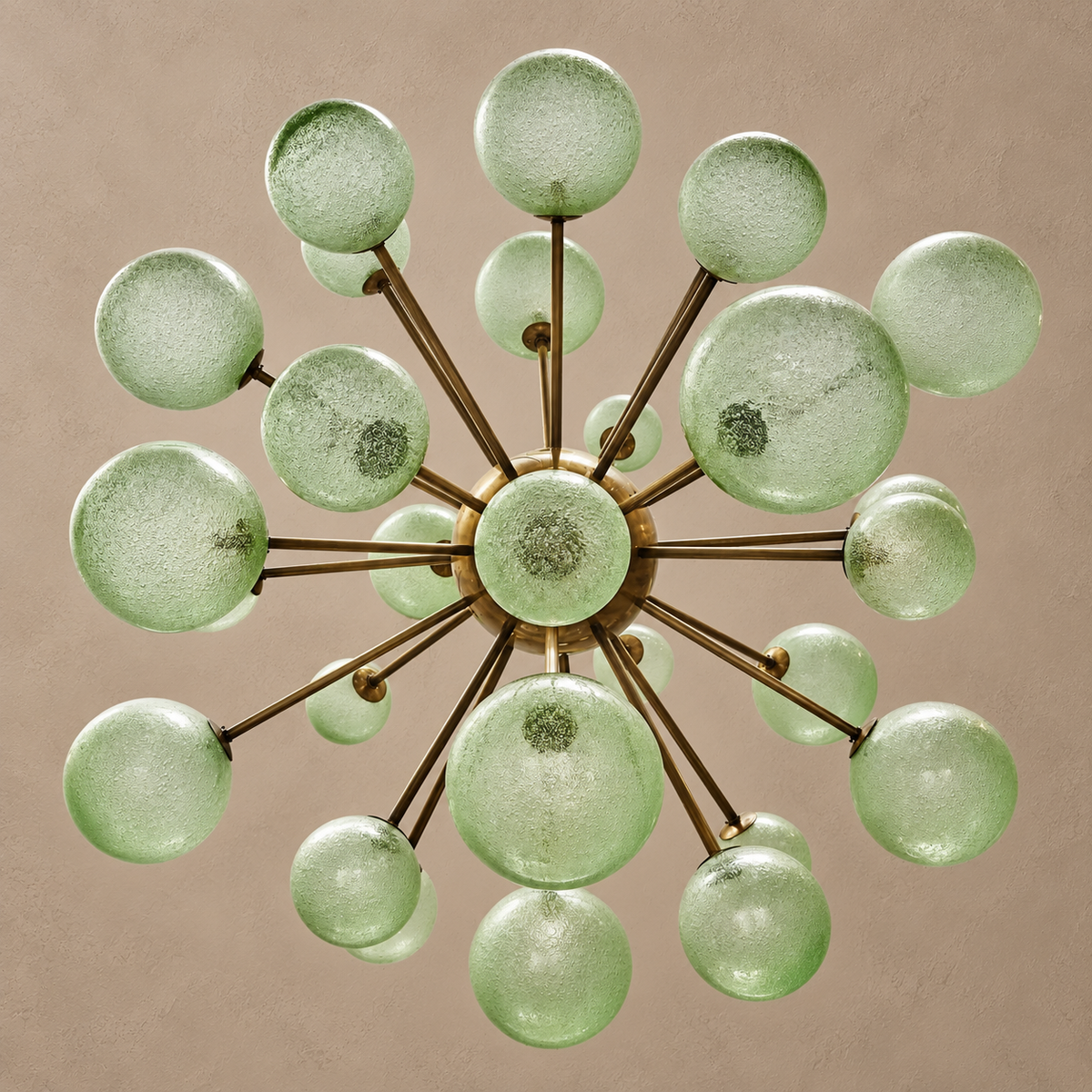 Murano Style Light Green Glass Globe Chandelier | Large for a Bedroom or Living Room Custom Rod Length Casalola Lights